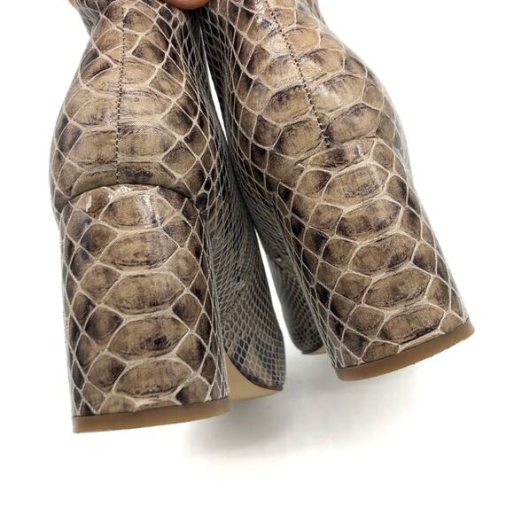 MARC FISHER Retire Snake Print Ankle Bootie Cream Brown 5 - Picture 9 of 11